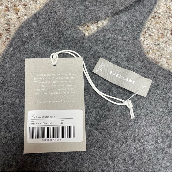 Everlane The Cozy Stretch Tank in Heathered Charcoal Grey Extra Small NWT - Picture 6 of 10